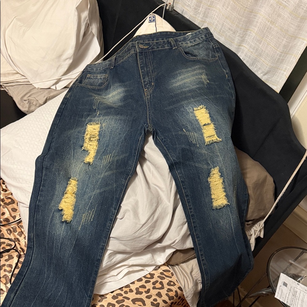 American Eagle Outfitters Dark Blue Distressed Jeans